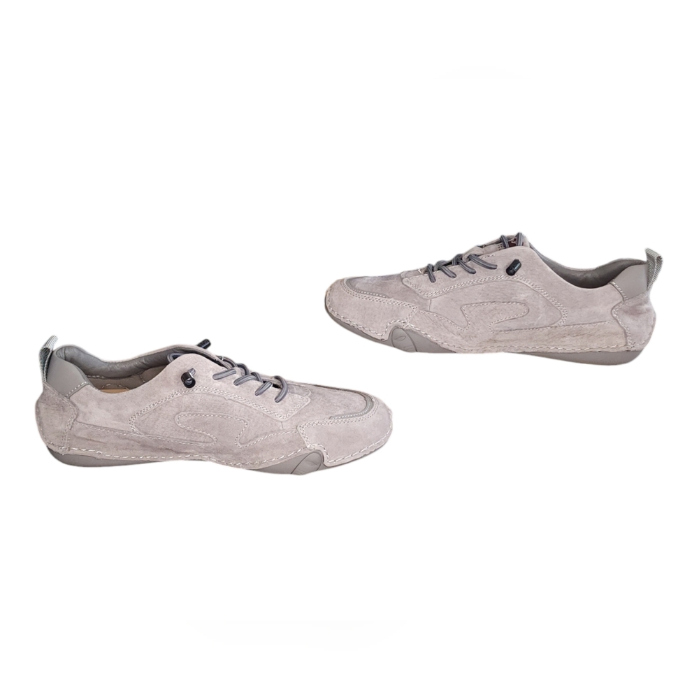 Dbeck Women's Taupe Suede Lace-Up Casual Flats - Picture 5 of 7